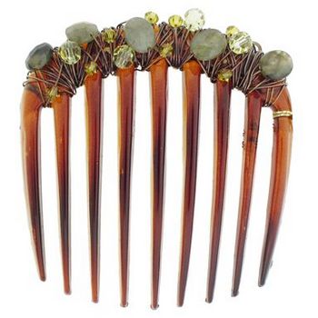 Colette Malouf - Scattered Comb - Semi-Precious Stones - Bark (1)