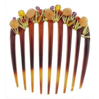 Colette Malouf - Scattered Comb - Semi-Precious Stones - Pumpkin (1)