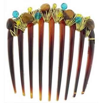 Colette Malouf - Scattered Comb - Semi-Precious Stones - Peacock (1)