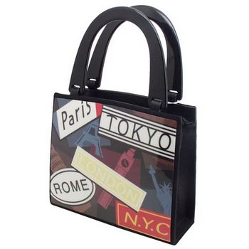 Karen Marie - Boutique Bags - International City Blue Acrylic Pop-Art Tote