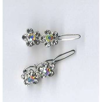 Austrian Crystal Flower Barrette - White