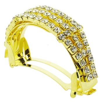 Bijoux Designs - Brilliant White Diamond Pony Barrette (1) - Gold