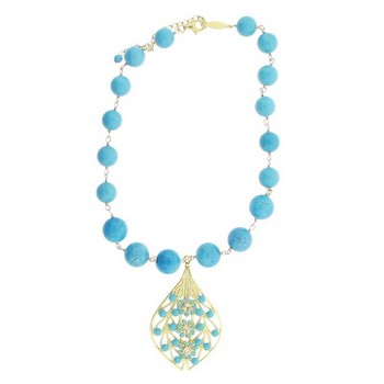A.V. Max - Linked Ethnic Necklace - Turqouise & Gold