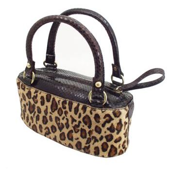 Adrienne Vittadini - Stunning Brown Leather and Haircalf-Cheetah Bag (1)