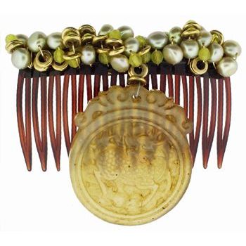 Donna Collins - Authentic African Brass Comb w/Serpentine & Foo Line Design (1)