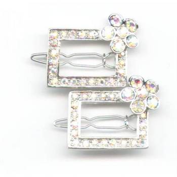 Flowered Austrian Crystal Barrette - AB