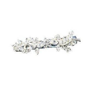 Austrian Crystal Deco Flower Barrette - White