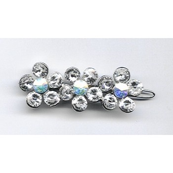 Austrian Crystal Flower Barrette - White Diamond