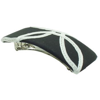 Susan Daniels - Barrette - Black w/White Thin Ribbon (1)