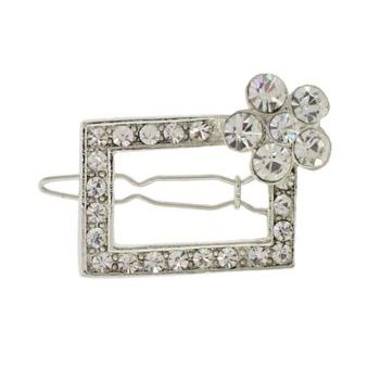 Karen Marie - Flowered Austrian Crystal Barrette - White (1)