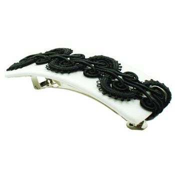 Susan Daniels - Barrette - White w/Black Brim (1)