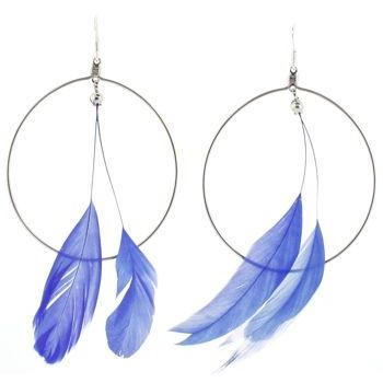 Natasha B. - Ostrich Feather & Silver Earrings - Pierced Ears - Set of 2 Earrings