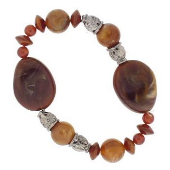 HB HairJewels - Flat Stone Beaded Bracelet - Marble Brown