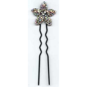 Crystal Star HairPin - White AB w/ Black Pin