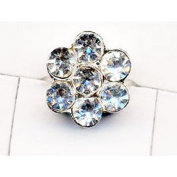 Rhinestone Flower Toe Ring - Brilliant White