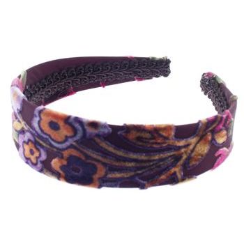 Susan Daniels - Headband - 1 3/8inch - Burgundy w/ Velvet Cut Flowers