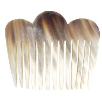 De Renaudin - Carved Horn Side Comb - White & Gray Blend (1)