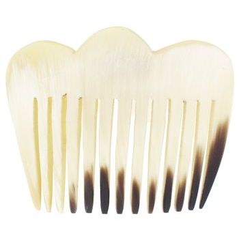 De Renaudin - Carved Horn Side Comb - White & Black Blend (1)