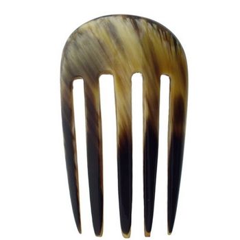 De Renaudin - Ornately Carved Horn Hair Comb - Black & White
