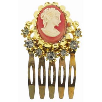 Alex and Ani - Rose Cameo w/ Crystals On Gold Hued Comb (1)