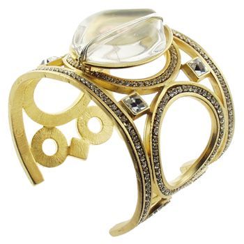Christopher Roca - Mega Cuff - Gold Metal w/Quartz & Crystals