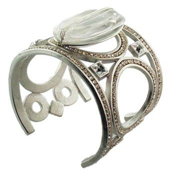 Christopher Roca - Mega Cuff - Silver Metal w/Quartz & Crystals