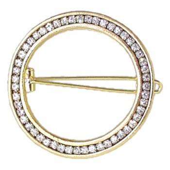 Christopher Roca - Circle Hair Barrette - Gold Metal w/White Crystals (1)