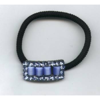 Crystal Studded Ponytail Holder - Dark Blue