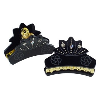 HB HairJewels - Hip Clips - Mini Shark Claws - Nacro Blue w/White & White AB Austrian Crystals (Set of 2)