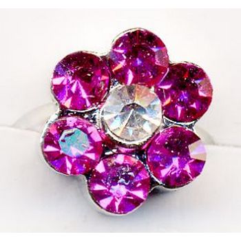 Rhinestone Flower Toe Ring - Deep Rose