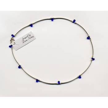 Sterling Silver Choker - Cobalt Blue