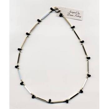 Sterling Silver Choker - Opaque Black