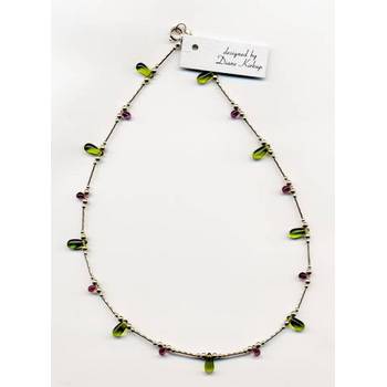Sterling Silver Choker - Peridot-Green Beads w/Alt