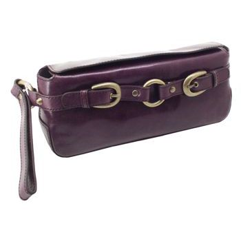 Adrienne Vittadini - Violet Leather Clutch Bag (1)