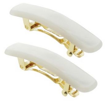 France Luxe - Mini Rectangle Barrettes - Nacro Bright White (2)