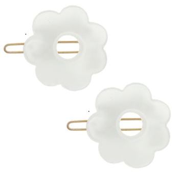 France Luxe - Small Flower Barrettes - White (2)