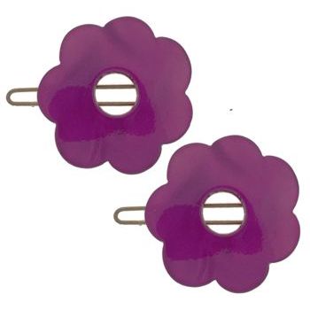 France Luxe - Small Flower Barrettes - Plum (2)