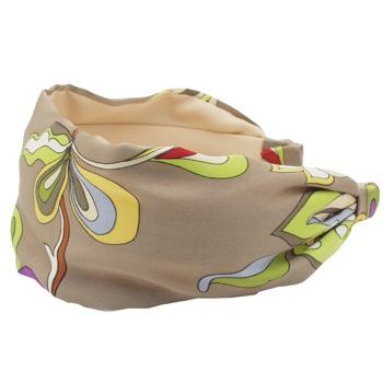 Frank & Kahn - Silk Scarf Headband - Brown - 2 7/8inch Wide