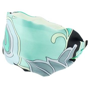 Frank & Kahn - Pucci Inspired Silk Headband - Swirl Pattern - Aqua & Black