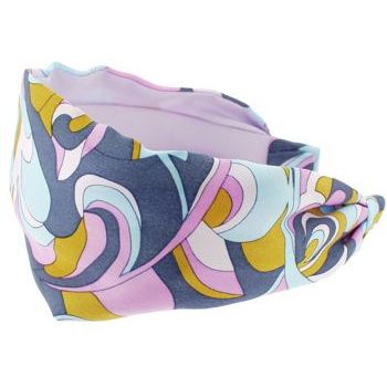 Frank & Kahn - Silk Scarf Headband - Lavender Wave - 2 7/8inch Wide