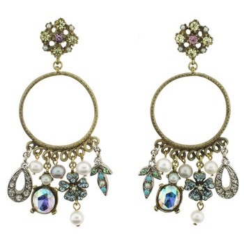Gerard Yosca - Multi Charm Earring On Circle Ear - White (2 Earrings Per Set)