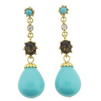 Gerard Yosca - Turquoise Filigree Drop Pierced Earrings (2 Earrings Per Set)