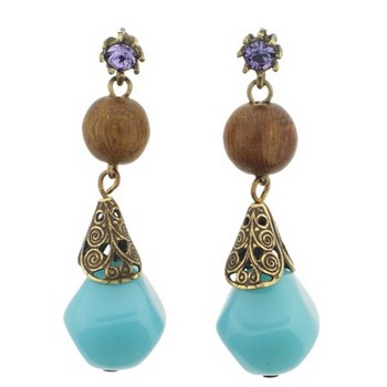 Gerard Yosca - Turquoise Bead Earring w/Drop (2 Earrings Per Set)