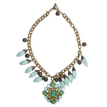Gerard Yosca - Aqua Bead & Filigree Necklace w/Large Drop (1)
