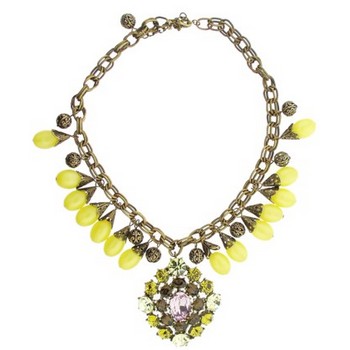 Gerard Yosca - Yellow Bead & Filigree Necklace w/Large Drop (1)