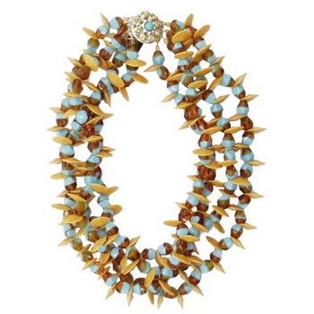 Gerard Yosca - Yellow Paddle Bead Necklace w/Clasp (1)