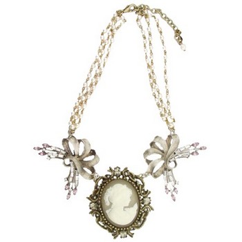Gerard Yosca - Large Topaz Cameo on Pearl Chain Necklace (1)