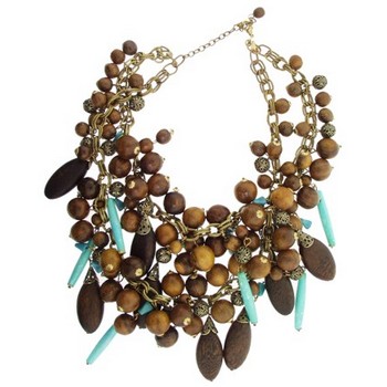 Gerard Yosca - Turquoise/Wood Bead 2-Strand Necklace w/Drops (1)