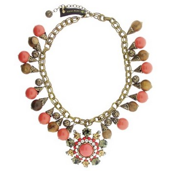 Gerard Yosca - Coral/Wood Bead Necklace w/Superstone Drop (1)
