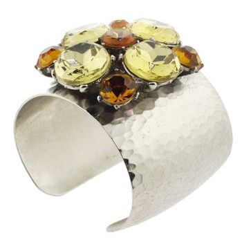 Gerard Yosca - Silver Cuff w/Aurora Borealis Stone Trova Brooch (1)